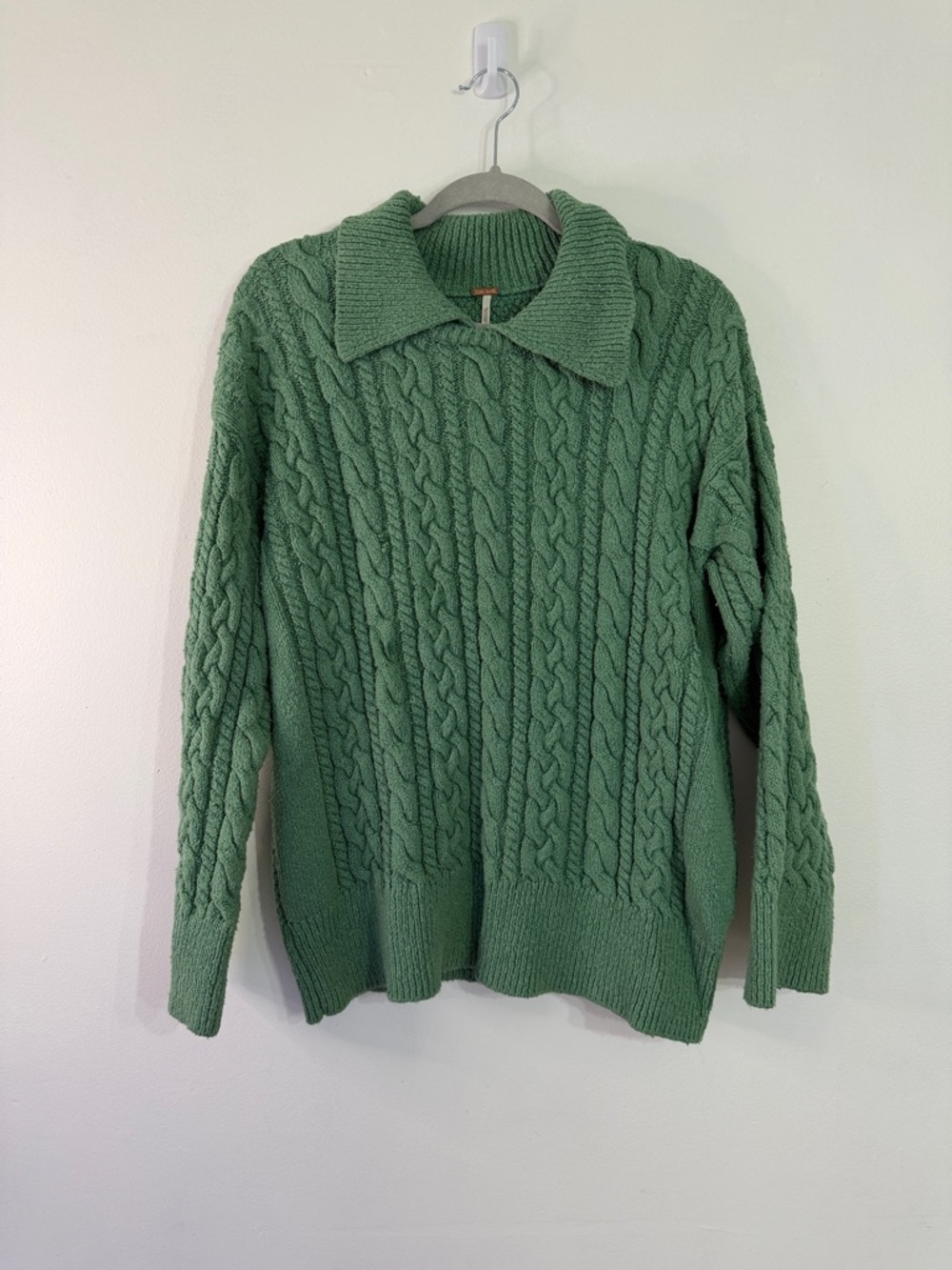 Free People Cable Knit Collared Sweater